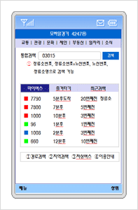 통합검색에서 정류소번호 검색하는 화면입니다.